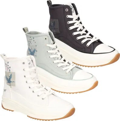 Produktbild von Mustang Damen Sneaker High Top Denim Motiv Druck 1458-501, Größe:40 EU, Farbe:Schwarz