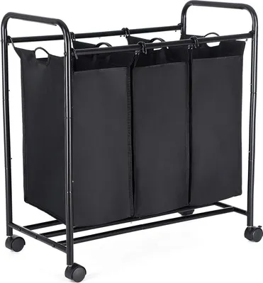 Produktbild von SONGMICS Wäschekorb, mit 3 abnehmbaren Stofftaschen, 3 x 44 L, schwarz