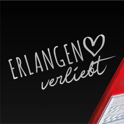 Produktbild von Auto Aufkleber Erlangen verliebt Herz Stadt Heimat Liebe Car 19x7 cm Silber Sticker Heckscheibenaufkleber
