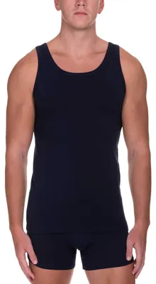 Immagine prodotto di Maglietta sportiva da uomo Bruno Banani, modello Infinity, canotta, confezione da 6, colore blu (blu scuro 090)