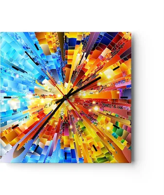 Produktbild von Wanduhr - Quadrat - Glasuhr - Abstraktion modern - 30x30cm - Schleichendes Uhrwerk - Lautlos - zum Aufhängen bereit - Dekoration Modern - Wanddekoration aus Glas - C3AC30x30-3982