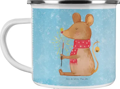 Produktbild von Mr. & Mrs. Panda Teetasse Maus Weihnachten - Eisblau - Geschenk, Haferl, becher emaille, Pott, Frohe, Weihnachtswunder, Tasse, Weihnachtsgruß, Teebecher, Weihnachtsmotiv