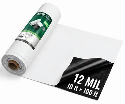 Obrázek produktu pro VEVOR Polyetylenová fólie, rozměry 3,05 x 30,48 m, tloušťka 0,3 mm, černá/bílá, plastová role pro zahradní použití, jako plachta, ochranná fólie, podkladová fólie pro sklepy, parotěsná fólie, ochrana proti plevelu