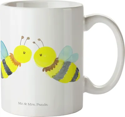 Produktbild von Mr. & Mrs. Panda Kindertasse Biene Liebe - Weiß - Geschenk, Mehrwegbecher, Hummel, Camping Tasse, Haferl, Pott, Plastikbecher