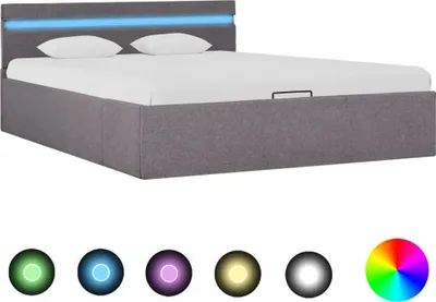 Produktbild von vidaXL Stauraumbett Hydraulisch mit LED Taupe Stoff 120×200 cm