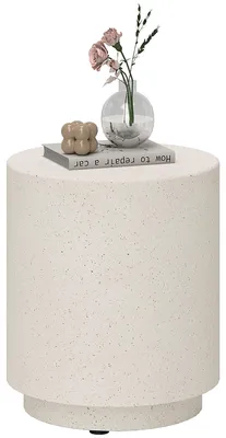Produktbild von HOMCOM Beistelltisch Wohnzimmertisch mit Stein-Optik für Wohnzimmer Creme