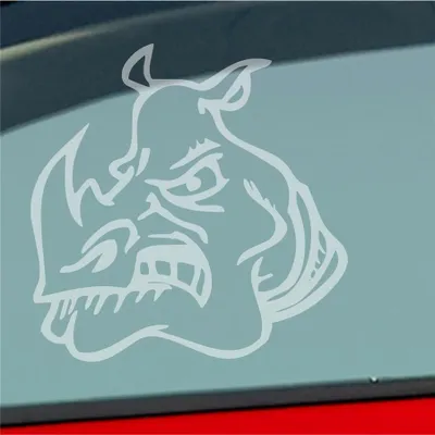 Produktbild von Auto Aufkleber Böses Nashorn angry Rhino Devil Car 10x10 cm Milchglas Sticker Heckscheibenaufkleber
