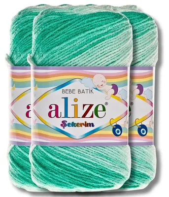 Produktbild von Alize 3x 100g Sekerim Bebe Batik Wolle mit Farbverlauf, Stricken, Häkeln (6317)