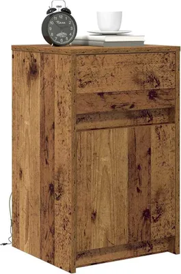 Obrázok produktu pre vidaXL LED nočný stolík 2 ks regenerované drevo 38 x 34 x 61 cm materiál na báze dreva