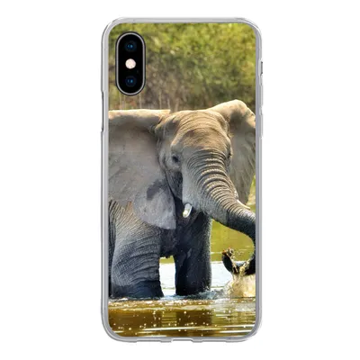 Produktbild von MuchoWow® Handyhülle Schutzhülle Hülle für iPhone X Elefant - Wasser - Tiere - Natur Silikon Softcase Handy Hülle - Handyhülle
