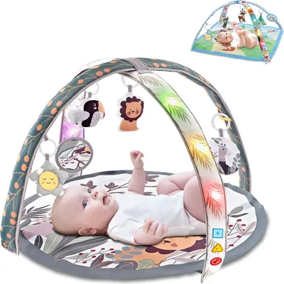 Immagine prodotto di Chipolino arco di gioco, coperta per gattonare luci appese animali peluche melodie grigio specchio