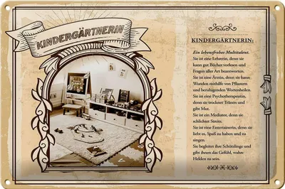Produktbild von Blechschild Berufe 30x20cm Kindergärtnerin Lehrerin Spaß