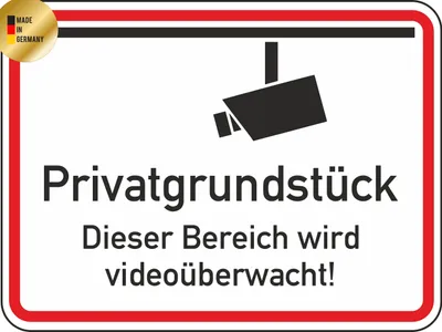 Produktbild von Schild Privatgrundstück | 315x420mm| 2mm Aluminium |Witterungsbeständig | Verkehrszeichen-Qualität | Langlebig | Kein Billig-PVC | Videoüberwachung |