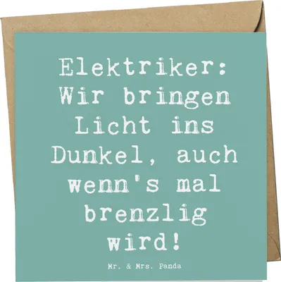 Produktbild von Mr. & Mrs. Panda doppelkarte Spruch Elektriker Lichtbringer - Meeresbrise - Geschenk, Beruf, Klappkarte, Wertschätzung, Grußkarte, kreative Geschenke, Glückwunschkarte