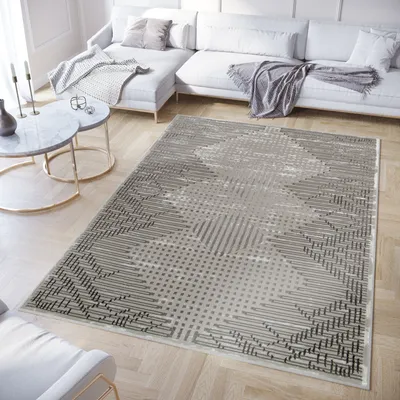 Obrázek produktu pro Tapiso Koberec Crystal Modern Light Grey Black Obývací pokoj 120 x 170 cm