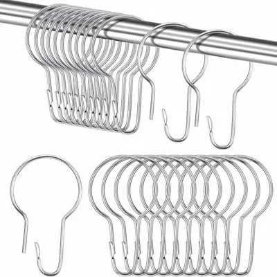 Produktbild von 30 Stück Duschvorhang Haken, 70x40mm Rostfreie Edelstahl Duschvorhangringe Gardinenringe für Duschvorhangstange Kleiderstange Badezimmer Wohnzimmer Schlafzimmer Küche