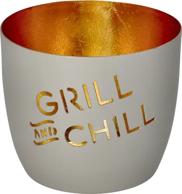 Produktbild von Gift Company Madras Windlicht M Grill & Chill flannel/gold 8,5cm