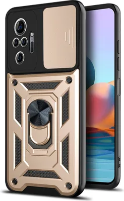 Produktbild von Redmi Note 10 Pro Hülle mit 360° Drehbarer Magnetische Ring Ständer Halter Dia Kameraschutz TPU Bumper Silikon Schutzhülle für Xiaomi Redmi Note 10 Pro/10 Pro Max Gold