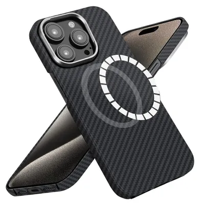 Zdjęcie produktu dla Techsuit - Aramid Fiber MagSafe ochronne etui na iPhone 15 Pro Max - czarne