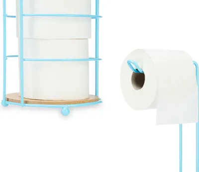 Immagine prodotto di BERILO | Porta rotolo di carta igienica - Porta rotolo di carta igienica - 16 x 16 x 64 cm - Blu - Porta rotolo di carta igienica