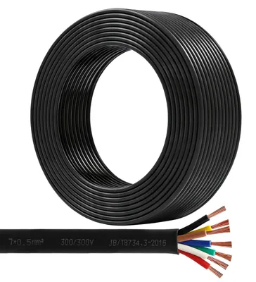 Zdjęcie produktu dla Kabel do przyczepy - 7-żyłowy - 5 m - Czarny - 7-pinowy - Kabel do przyczep i caravanów
