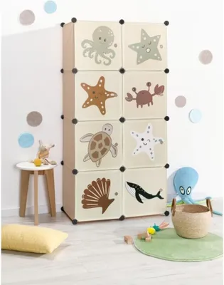 Produktbild von Livarno Home Kinder Steckregal L 74 x B 36 x H 144 cm Spielzeug- Kleiderregal Beige