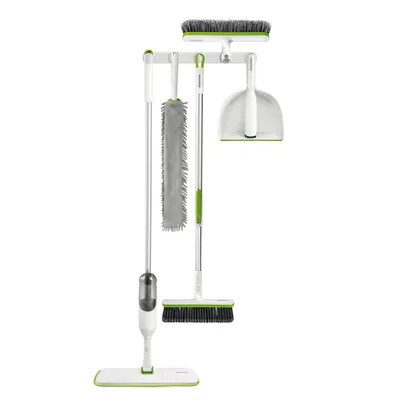 A cleaning set with multiple tools displayed on a white background.