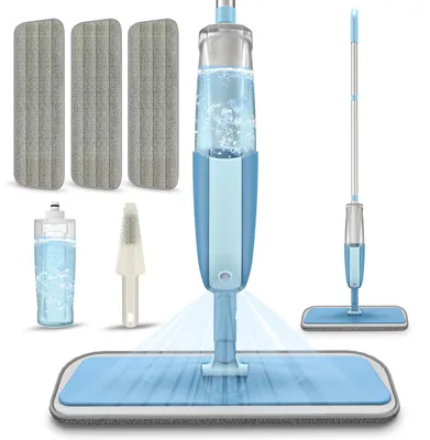 Productafbeelding van Spraymop - Microvezel dweil - Met sproeifunctie - 3 wasbare pads - Vloerreiniging - Nat en droog