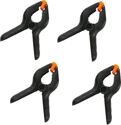 Produktbild von 4-er Set Klemmzwingen Spannweite max. 25 mm, Leimzwingen bzw. Federklemmen für die Holzbearbeitung, hohe Spannkraft, rutschfester Griff, bewegliche Backen