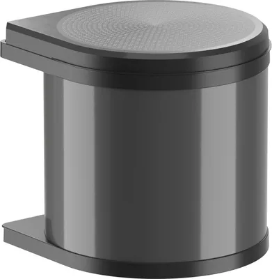 A dark gray and black waste sorter with a textured top surface, shown from a slightly elevated side angle against a white background.