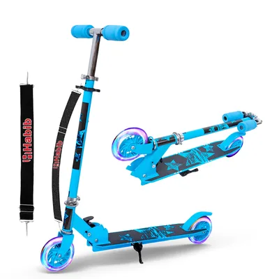 Produktbild von Habib Kinderroller mit LED Rädern | Klappbar & 4-fach Verstellbar: Blau