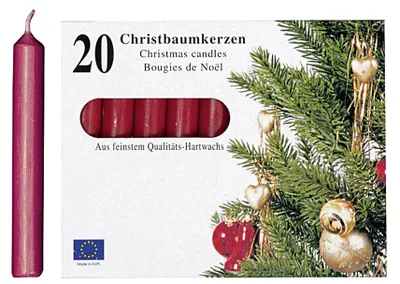 Image de Baumkerze 9,6 cm Ø1,2 cm rot 20 Pack 445791 4009207223027