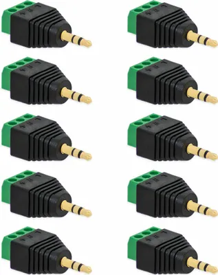 Produktbild von Klinken Stecker 3,5 mm Adapter > Terminal Block 3-Pin Schraub Klemmen Vergoldet[10x Stecker]