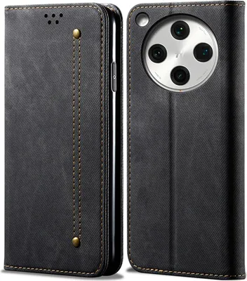Image de Etui pour Oppo Find X8S, Etui portefeuille en cuir avec fermeture magnétique et socle Noir