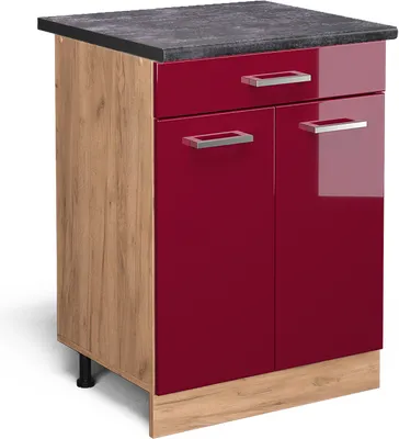 Produktbild von Küchenunterschrank Vicco R-Line Rot Hochglanz 60 cm mit Schublade, AP Anthrazit, Model 45761