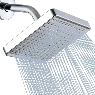 Zdjęcie produktu dla Głowica prysznicowa wysokociśnieniowa, imitująca deszcz, kwadratowa, regulowana, polerowany chrom, 15 cm