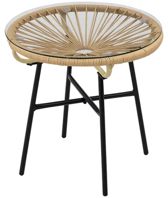 Produktbild von Outsunny Ratten Beistelltisch, Runder Bistrotisch Gartentisch, für Terrasse