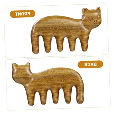 Produktbild von Katzenmassagekamm aus Sandelholz mit breiten Zinken für Kopfhautmassage und Entspannung