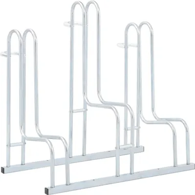 Image de Support de vélo au sol autoportant pour 3 vélos acier galvanisé
