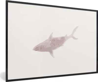 Produktbild von MuchoWow® MuchoWow® Gerahmtes Poster Hai - Raubtiere - Aquarell 30x20 cm - Poster mit zchwarzem Bilderrahmen - Kunstdruck - Bild-Poster