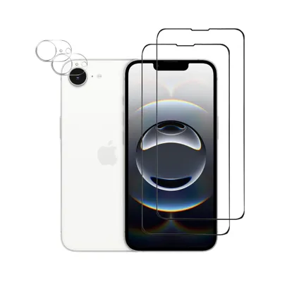 Produktbild von Kameraschutz Displayschutz Schutzglas für iPhone 16e 2er Pack Panzerfolie Bildschirm Kamera Glasfolie