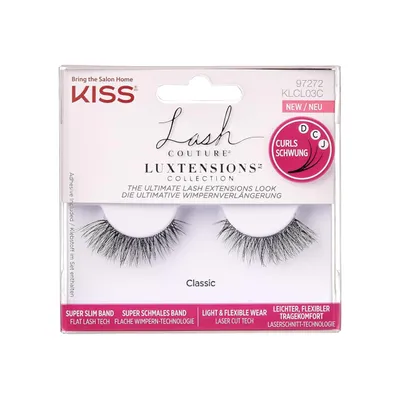 Zdjęcie produktu dla KISS Lash Couture LuXtensions Collection Klasyczne sztuczne rzęsy z super wąskim paskiem i klejem do rzęs