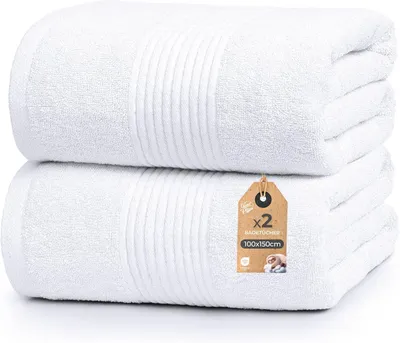 Obrázok produktu pre Cloud Pillow, sada 2 kusov kúpeľňových uterákov, 100 x 150 cm, 100 % bavlna, 500 g/m², mäkké, vysoko savé, odolné, certifikát Oeko-TEX, ideálne do kúpeľne a wellness (biele)