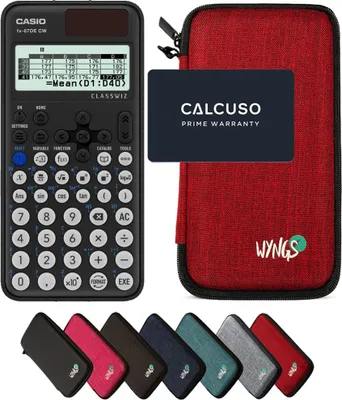 Produktbild von Casio fx-87DE CW ClassWiz inkl. WYNGS Schutztasche Rot - Wissenschaftlicher Taschenrechner - Basic Set