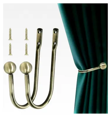 Produktbild von 2 Stück Raffhalter für Vorhänge, dekorative Metallhaken mit Wandbefestigung in U-Form für Schlafzimmer, Wohnzimmer, Badezimmer, Büros und Cafés (Bronze)