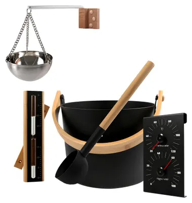 Produktbild von HOME DELUXE Saunazubehör LUVIA Schwarz | Hochwertiges Zubehör für Sauna & Wellness