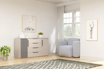 Obrázek produktu pro Široká kombinovaná komoda CAGNA 3 - kašmír / černá