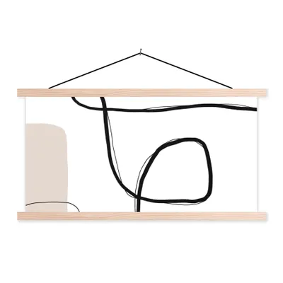 Produktbild von MuchoWow® Textilposter Abstrakt - Pastell - Minimalismus 60x30 cm mit holzfarbenen Rahmen - Dekoration