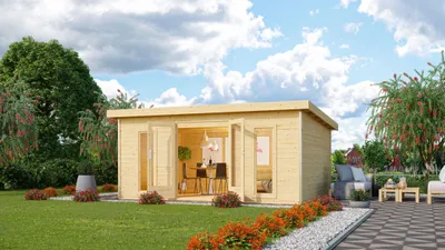 Produktbild von Karibu Gartenhaus Gerätehaus Radeburg 4  naturbelassen 490x368x231 cm
