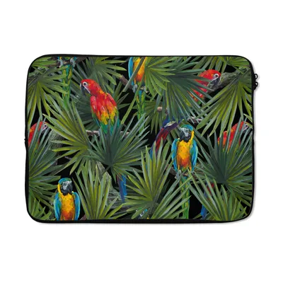 Produktbild von MuchoWow® Laptop Hülle 13 Zoll Papagei - Dschungel - Muster Laptoptasche - Laptophülle - Sleeve - Rundumschutz